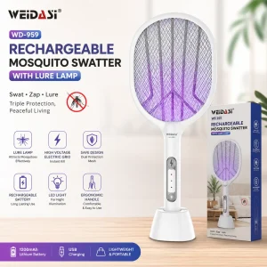 Weidasi Rechargeable Mosquito And Insect Killer Bat With Lure Light Option - WD-959